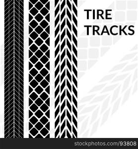 Tire tracks wheel car different black dark vector trail.. Tire tracks wheel car different black dark vector trail. Print silhouette.