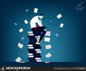 Tired businessman at work. Concept business illustration. Vector flat