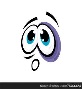 Tired emoji symbol with black eye isolated smiley. Vector shocked emoticon, slaphappy expression. Slaphappy or tired emoticon expression