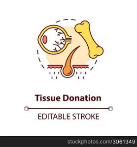 Tissue donation concept icon. Clinical procedures, organs transplantation idea thin line illustration. Donating samples for medical purpose. Vector isolated outline RGB color drawing. Editable stroke. Tissue donation concept icon