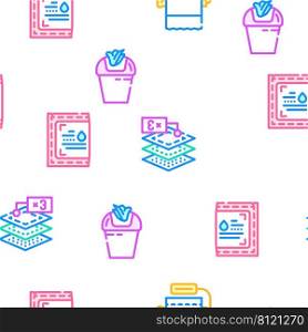 Tissue Paper And Napkin Package Vector Seamless Pattern Color Line Illustration. Tissue Paper And Napkin Package Icons Set Vector