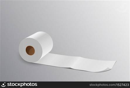 Tissue paper roll long on gray background, vector illustration