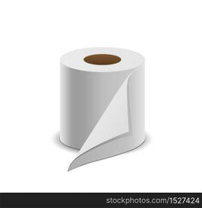 Tissue paper roll realistic, isolated on white, vector illustration