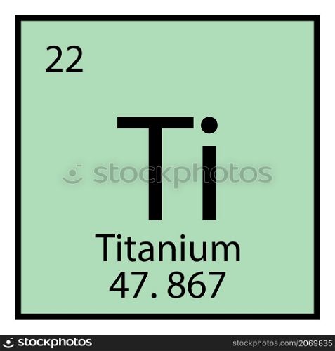 Titanium chemical symbol. Mendeleev table. Periodic element. Light green background. Vector illustration. Stock image. EPS 10.. Titanium chemical symbol. Mendeleev table. Periodic element. Light green background. Vector illustration. Stock image.