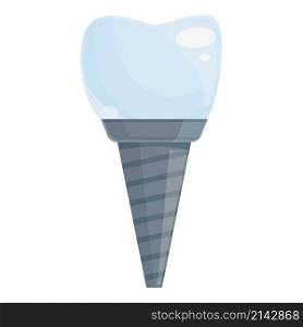 Titanium dental implant icon cartoon vector. Tooth crown. Denture oral. Titanium dental implant icon cartoon vector. Tooth crown