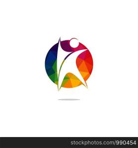 Title Human character health logo design. Fitness and health abstract logo design. Active human logo medical logo concept.