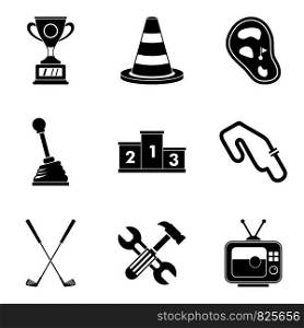 Titleholder icons set. Simple set of 9 titleholder vector icons for web isolated on white background. Titleholder icons set, simple style