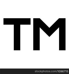 TM letter trademark icon black color vector illustration flat style simple image. TM letter trademark icon black color vector illustration flat style image