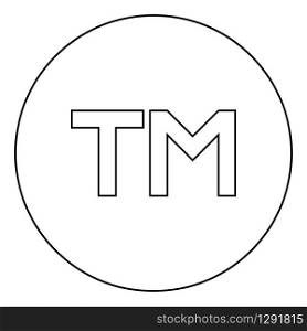 TM letter trademark icon in circle round outline black color vector illustration flat style simple image. TM letter trademark icon in circle round outline black color vector illustration flat style image