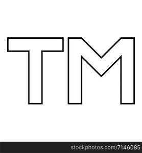 TM letter trademark icon outline black color vector illustration flat style simple image