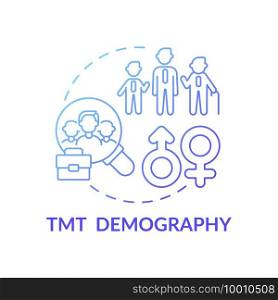 Tmt demography concept icon. Top management team analysis criteria. Range of company employee age. Organization idea thin line illustration. Vector isolated outline RGB color drawing. Tmt demography concept icon