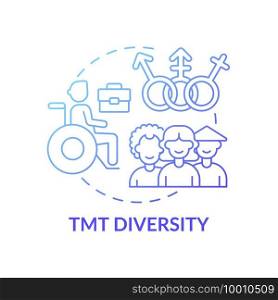 Tmt diversity concept icon. Top management team analysis criteria. People with various racial backgrounds. Working idea thin line illustration. Vector isolated outline RGB color drawing. Tmt diversity concept icon