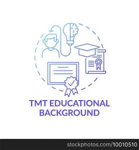 Tmt educational background concept icon. Top management team analysis criteria. Employee place of study. Working place idea thin line illustration. Vector isolated outline RGB color drawing. Tmt educational background concept icon