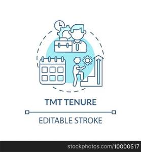 Tmt tenure concept icon. Top management team analysis criteria. Previous working experience. Working idea thin line illustration. Vector isolated outline RGB color drawing. Editable stroke. Tmt tenure concept icon