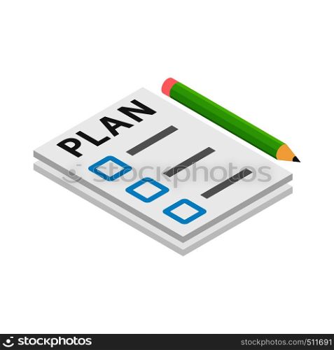 To do list and pencil icon in isometric 3d style isolated on white background. To do list and pencil icon, isometric 3d style