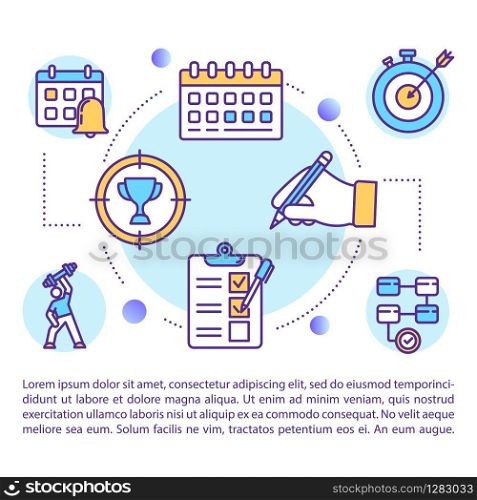 To do list concept icon with text. Time management and daily planning. Task prioritizing, smart goals. PPT page vector template. Brochure, magazine, booklet design element with linear illustrations