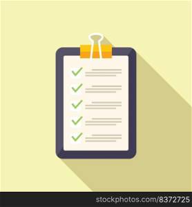 To do list expertise icon flat vector. Quality expert. Work trust. To do list expertise icon flat vector. Quality expert