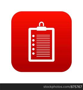 To do list icon digital red for any design isolated on white vector illustration. To do list icon digital red