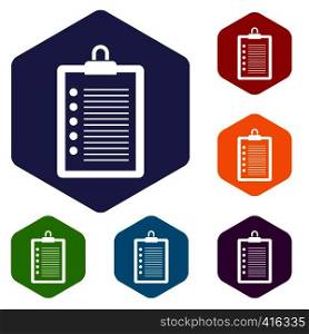 To do list icons set rhombus in different colors isolated on white background. To do list icons set
