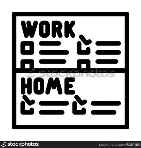 to-do lists with clear separation of work and life tasks line icon vector. to-do lists with clear separation of work and life tasks sign. isolated contour symbol black illustration. to-do lists with clear separation of work and life tasks line icon vector illustration