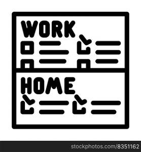 to-do lists with clear separation of work and life tasks line icon vector. to-do lists with clear separation of work and life tasks sign. isolated contour symbol black illustration. to-do lists with clear separation of work and life tasks line icon vector illustration