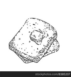 toast bread hand drawn vector. slice, piece butter, sandwich toaster, bakery toast bread sketch. isolated black illustration. toast bread sketch hand drawn vector