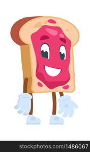 Toast cartoon character. Vector illustrations cute cartoon food. Bread toast with jam. Toast cartoon character. Vector cute cartoon food