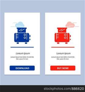 Toast, Toast Machine, Toaster Blue and Red Download and Buy Now web Widget Card Template