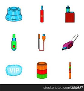 Tobacco icons set. Cartoon illustration of 9 tobacco vector icons for web. Tobacco icons set, cartoon style