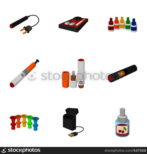 Tobacco icons set. Cartoon illustration of 9 tobacco vector icons for web. Tobacco icons set, cartoon style