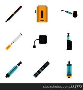 Tobacco icons set. Flat illustration of 9 tobacco vector icons for web. Tobacco icons set, flat style