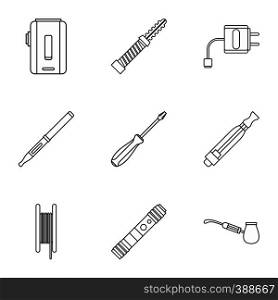 Tobacco icons set. Outline illustration of 9 tobacco vector icons for web. Tobacco icons set, outline style