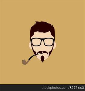tobacco pipe hipster guy. tobacco pipe hipster guy theme vector art illustration