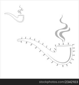 Tobacco Pipe Icon Connect The Dots, Smoking Pipe Icon, Tobacco Smoking Device Vector Art Illustration, Puzzle Game Containing A Sequence Of Numbered Dots