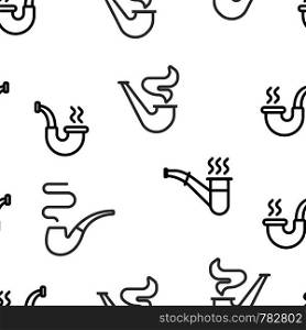 Tobacco Pipe Icon Seamless Pattern Vector. Smoke Cigar. Old Graphic Silhouette. Ash. Nicotine Addiction Object. Wooden Vintage Retro Classic Cigarette. Illustration. Tobacco Pipe Icon Vector Seamless Pattern