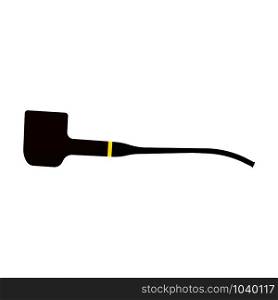 Tobacco pipe vector flat icon smoke black. Antique habit wood object. Brown classic accessory cigarette cartoon