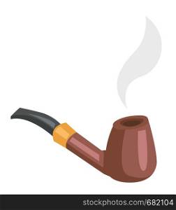 Tobacco smoking pipe with smoke vector cartoon illustration isolated on white background.. Tobacco smoking pipe vector cartoon illustration.