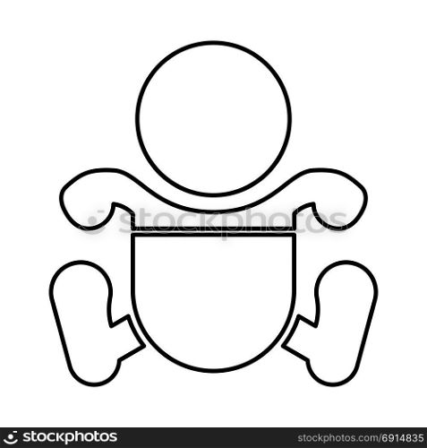 Toddler boy with diapers black icon .