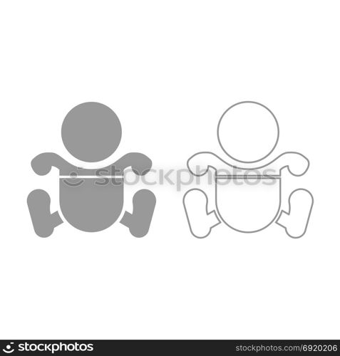 Toddler boy with diapers icon. Grey set .. Toddler boy with diapers icon. It is grey set .