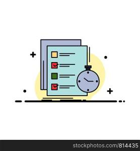 todo, task, list, check, time Flat Color Icon Vector