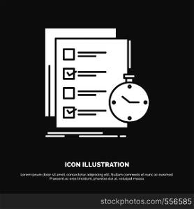 todo, task, list, check, time Icon. glyph vector symbol for UI and UX, website or mobile application. Vector EPS10 Abstract Template background