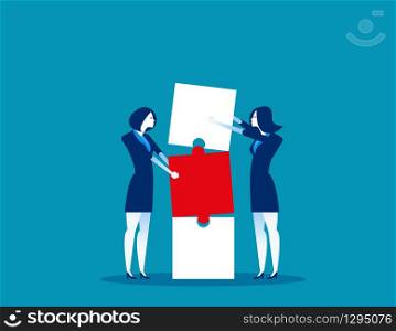 Together. Business and partnership work to build connection business. Concept business vector illustration. Flat business character, Cartoon style design