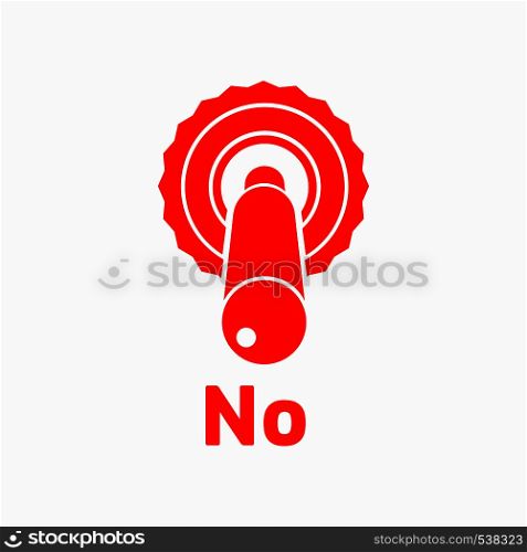 Toggle switch button in the disagree position icon in simple style on a white background. Toggle switch button icon, simple style