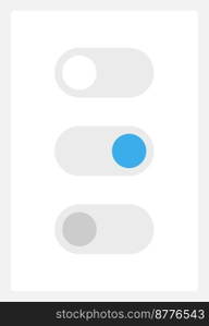 Toggle switch UI elements kit. Change mode isolated vector components. Flat navigation menus and interface buttons template. Light theme web design widget collection for mobile application. Toggle switch UI elements kit