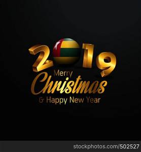 Togo Flag 2019 Merry Christmas Typography. New Year Abstract Celebration background
