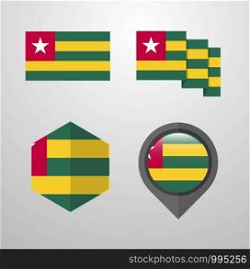Togo flag design set vector