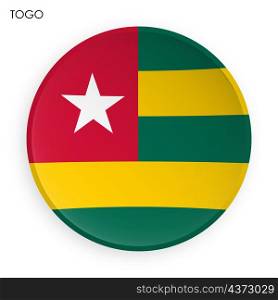 TOGO flag icon in modern neomorphism style. Button for mobile application or web. Vector on white background