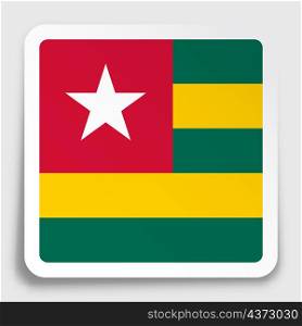 TOGO flag icon on paper square sticker with shadow. Button for mobile application or web. Vector