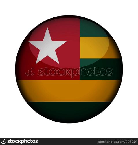 togo Flag in glossy round button of icon. togo emblem isolated on white background. National concept sign. Independence Day. Vector illustration.
