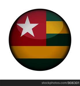 togo Flag in glossy round button of icon. togo emblem isolated on white background. National concept sign. Independence Day. Vector illustration.